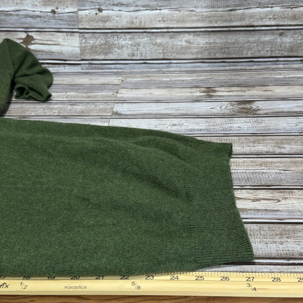 Estate Cashmere Sweater Mens XL Green V-Neck Long Sleeve Solid Soft Pullover